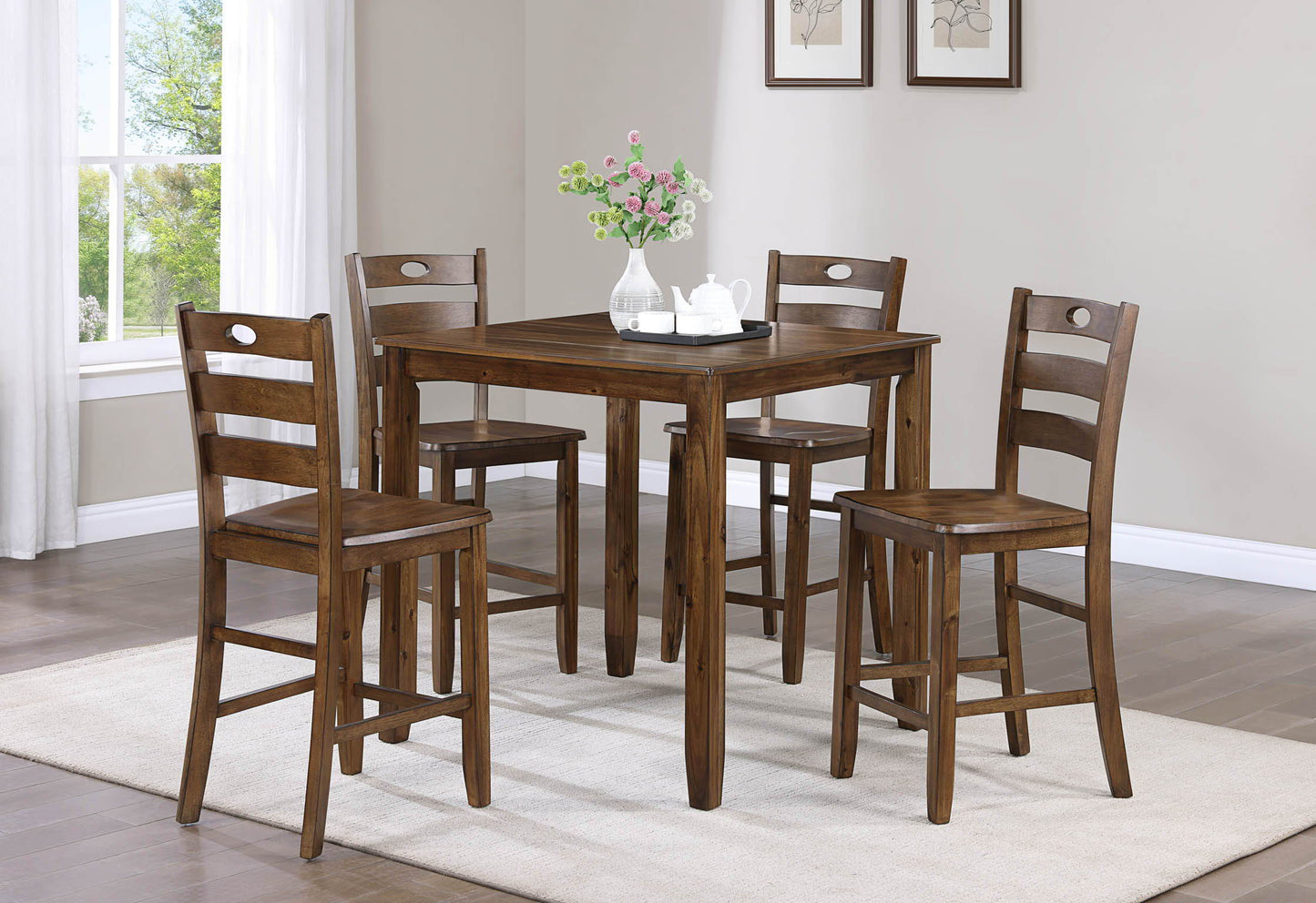 Ashborn - 5 Piece Counter Height Table Set - Brown