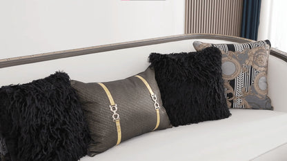 HD-9043 - Sofa - White / Brown / Gold