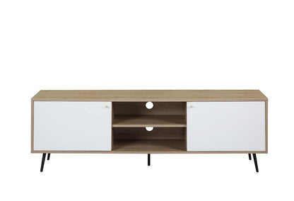 Wafiya - TV Stand - Rustic Oak, White & Black Finish