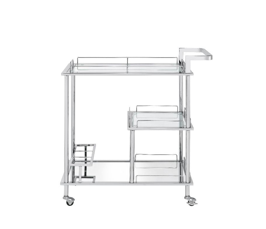 Splinter - Serving Cart - Clear Glass & Chrome Finish