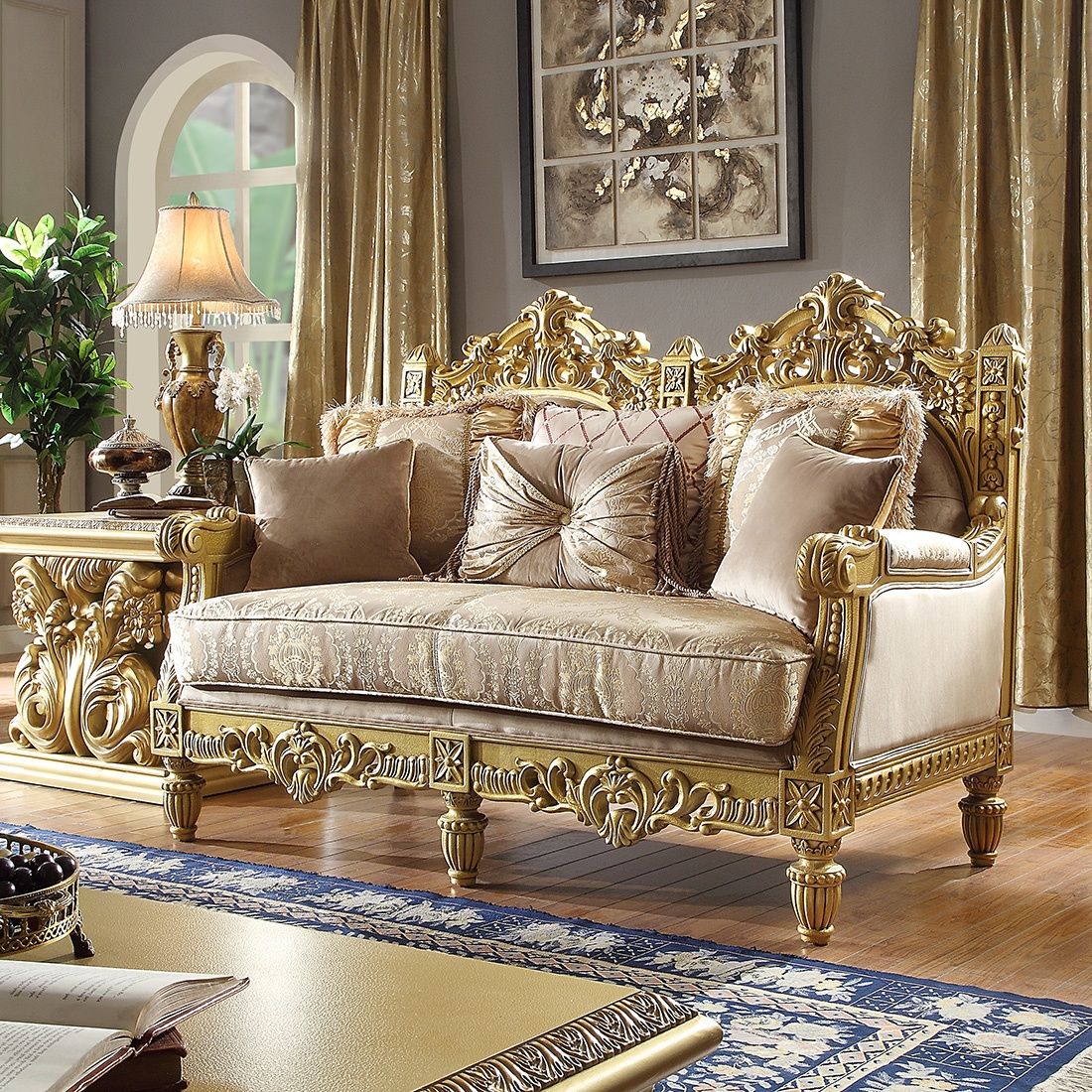 HD-2659 - 3 Piece Sofa Set - Metallic Gold