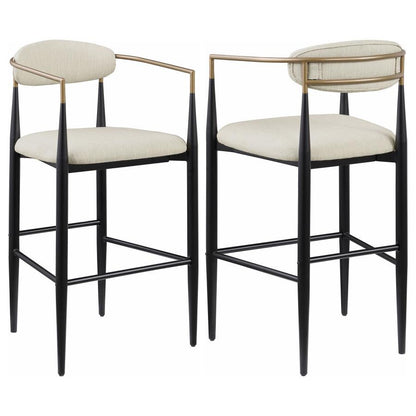 Tina - Metal Pub Height Bar Stool With Upholstered Back And Seat (Set of 2)