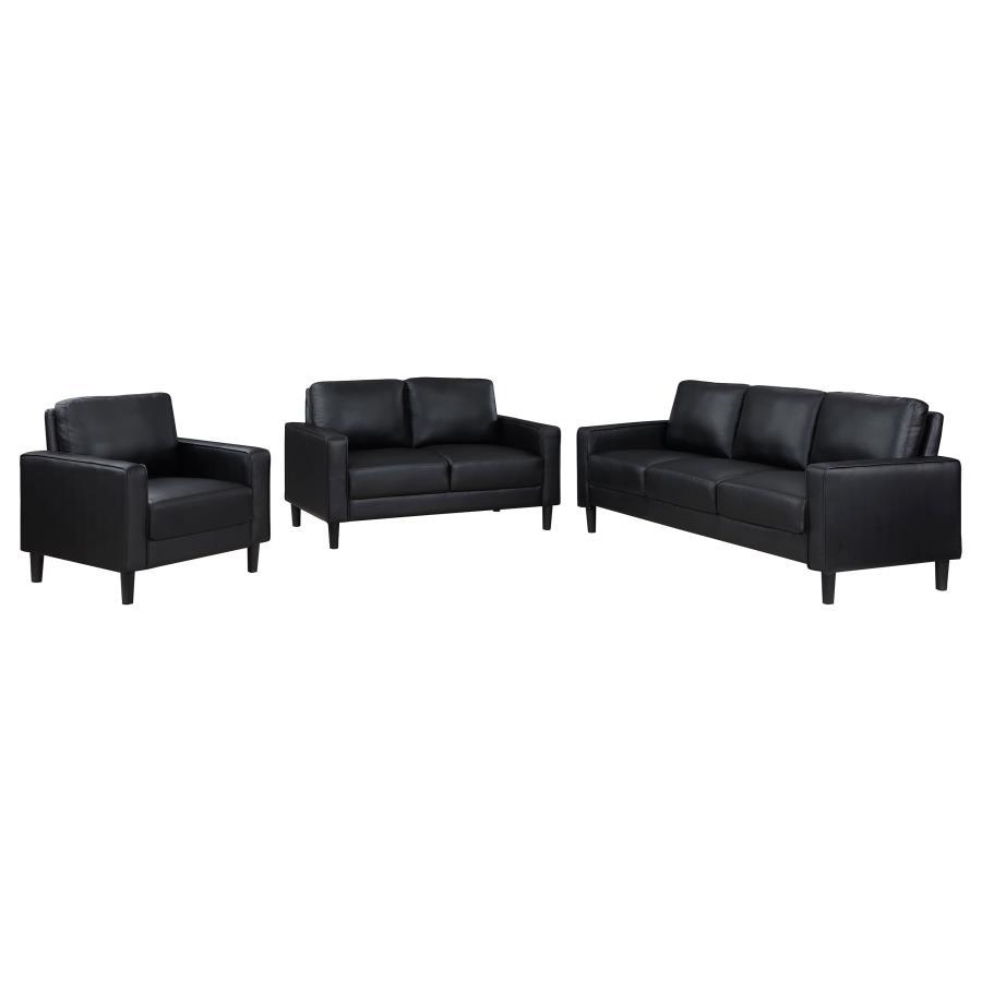 Ruth - Upholstered Track Arm Faux Leather Sofa Set