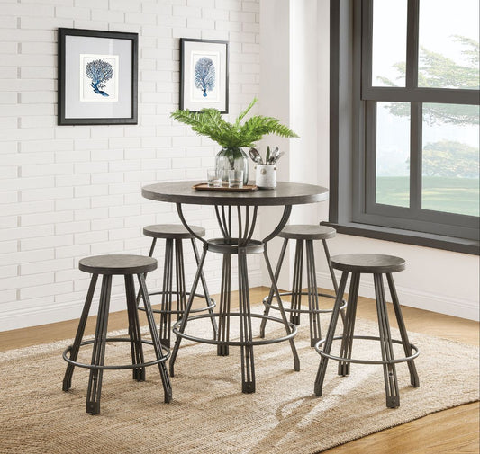 Davin - Counter Height Set - Gray Oak & Gunmetal