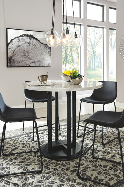 Centiar - Black / Gray - Round Dining Room Counter Table