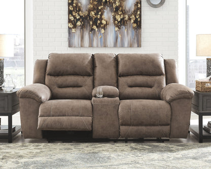 Stoneland - DBL Rec Loveseat w/Console - Light Brown