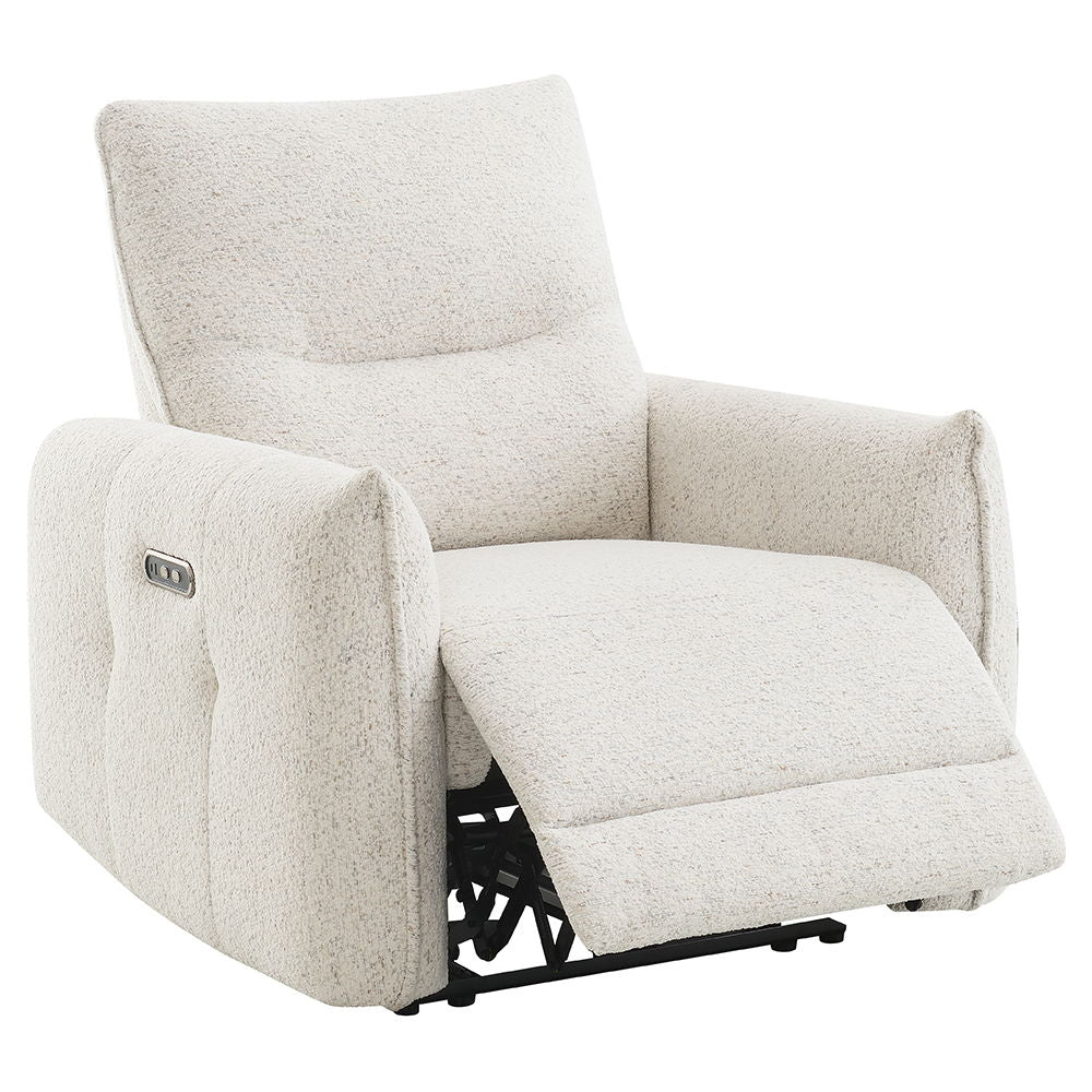 Lalisa - Power Motion Recliner With USB Port - Cream Chenille
