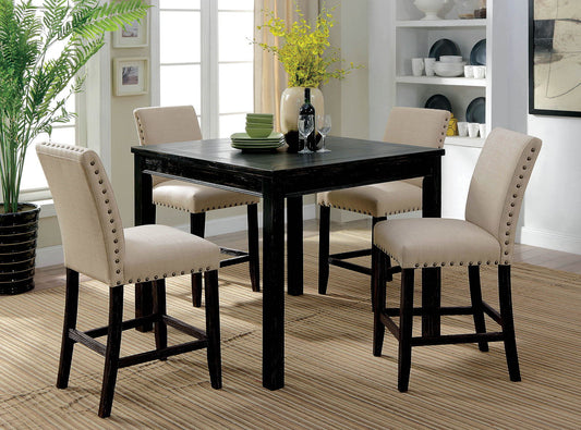 Kristie - 5 Piece Counter Height Table Set - Antique Black