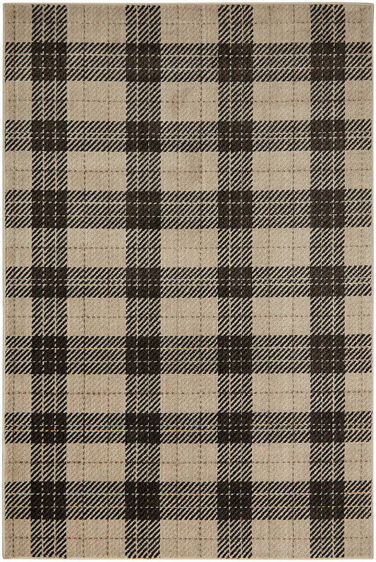 Kendrick - 5' x 7' Plaid Area Rug - Charcoal / Light Brown