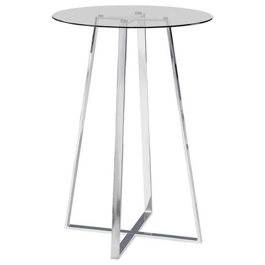 Zanella - Round Glass Top Bistro Bar Table - Chrome