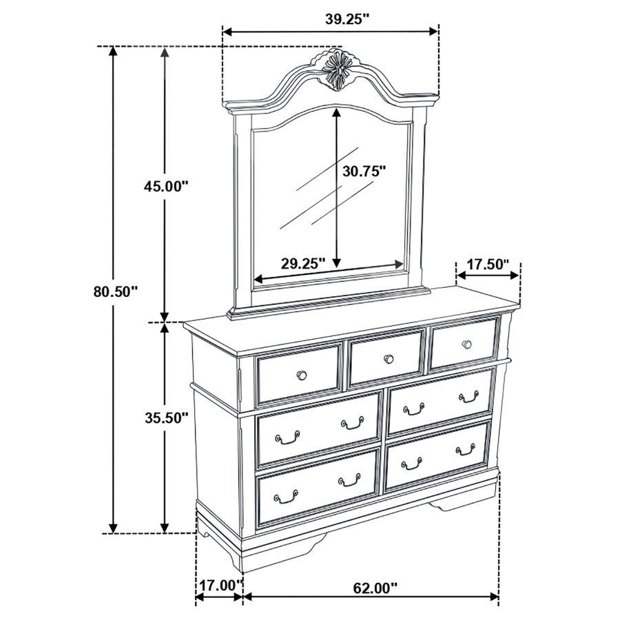 Cambridge - 7-Drawer Rectangular Dresser With Mirror - Cappuccino