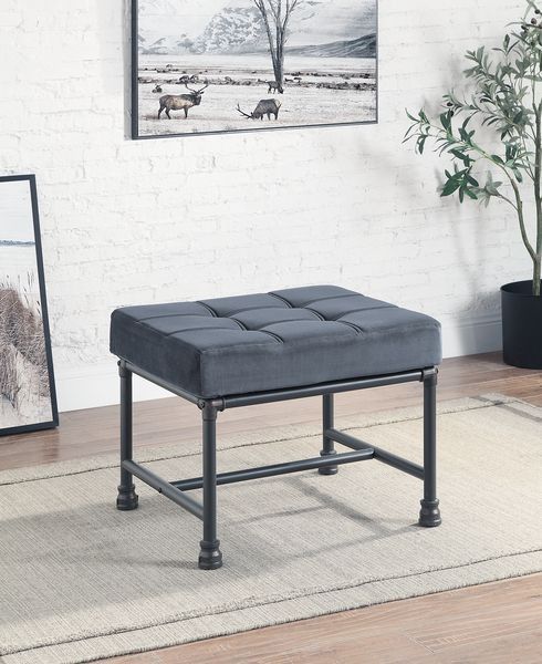 Brantley - Ottoman - Gray Velvet & Sandy Gray Finish