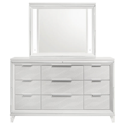 Marmore - 9-Drawer Dresser And LED Mirror - White