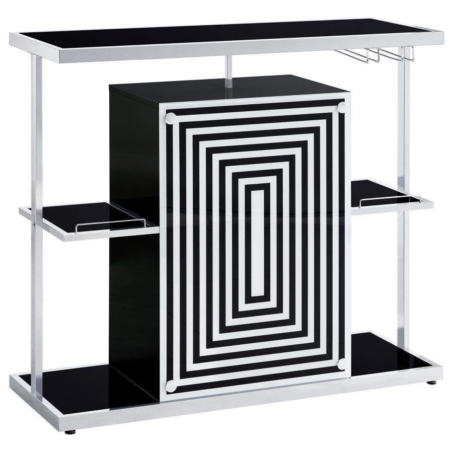 Zinnia - 2-Tier Bar Unit - Glossy Black And White