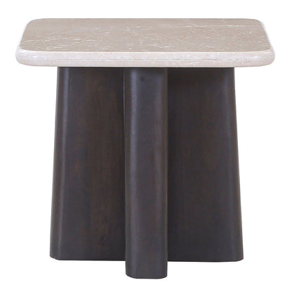 Jacory - End Table With Bottocino Marble Top - Beige / Espresso