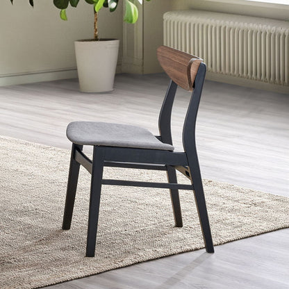 Rebi - Side Chair Set of 2) - Gray Linen, Walnut & Black