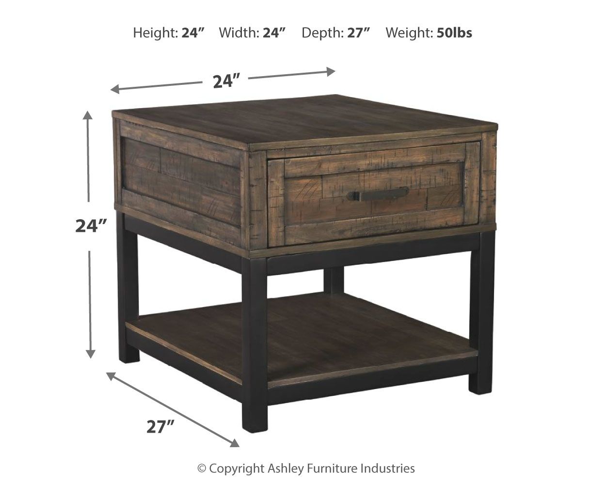Johurst - Rectangular End Table - Grayish Brown