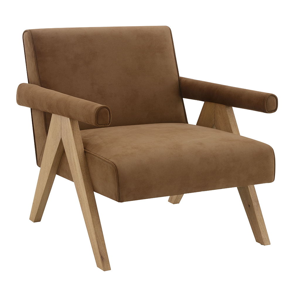 Zoey - Accent Chair - Chocolate Suede & Oak