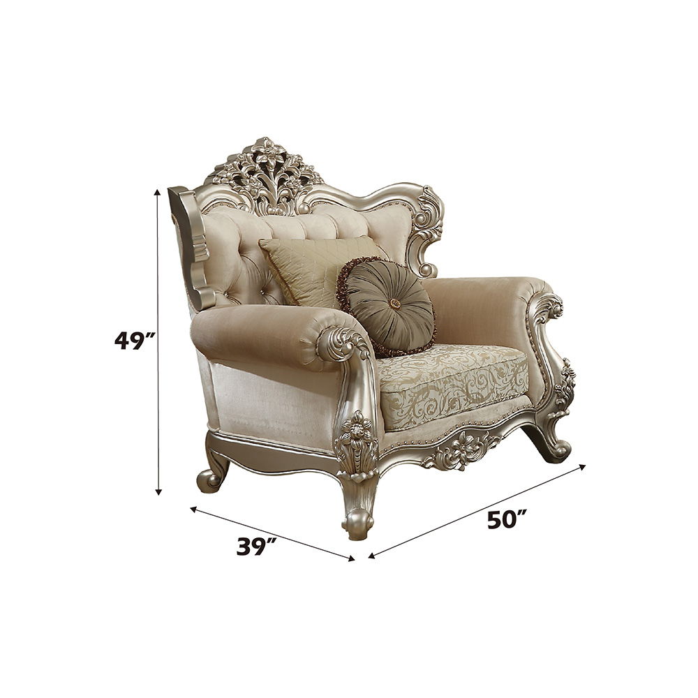 Bently - Chair With 2 Pillows (Same Lv01581) - Fabric & Champagne