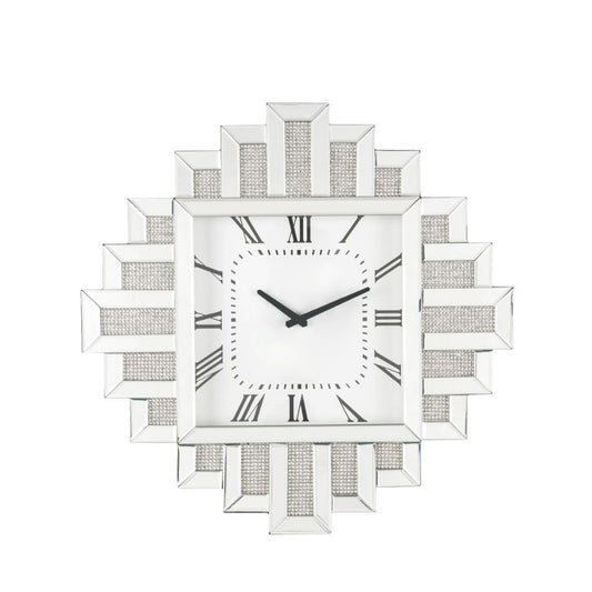 Lavina - Wall Clock - Mirrored & Faux Diamonds - 24"