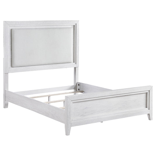 Marielle - Queen Headboard LED Panel Bed - Distressed White