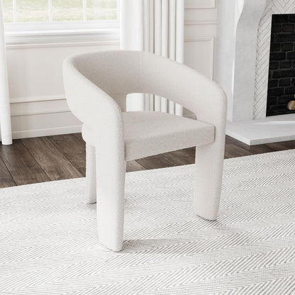 Eudora - Boucle Upholstered Dining Arm Chair - Cream