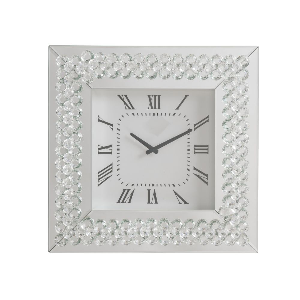 Lotus - Wall Clock - Mirrored & Faux Crystals