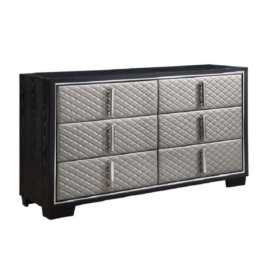 Nicola - Dresser - Silver PU & Black Finish