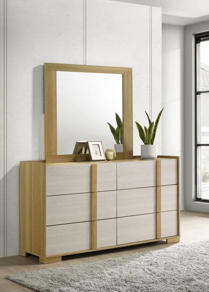 Hyland - 6 Drawers Dresser With Mirror - Natural