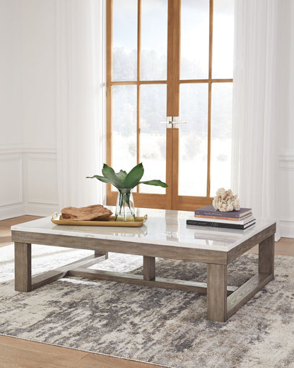 Loyaska - Rectangular Cocktail Table - Brown / Ivory