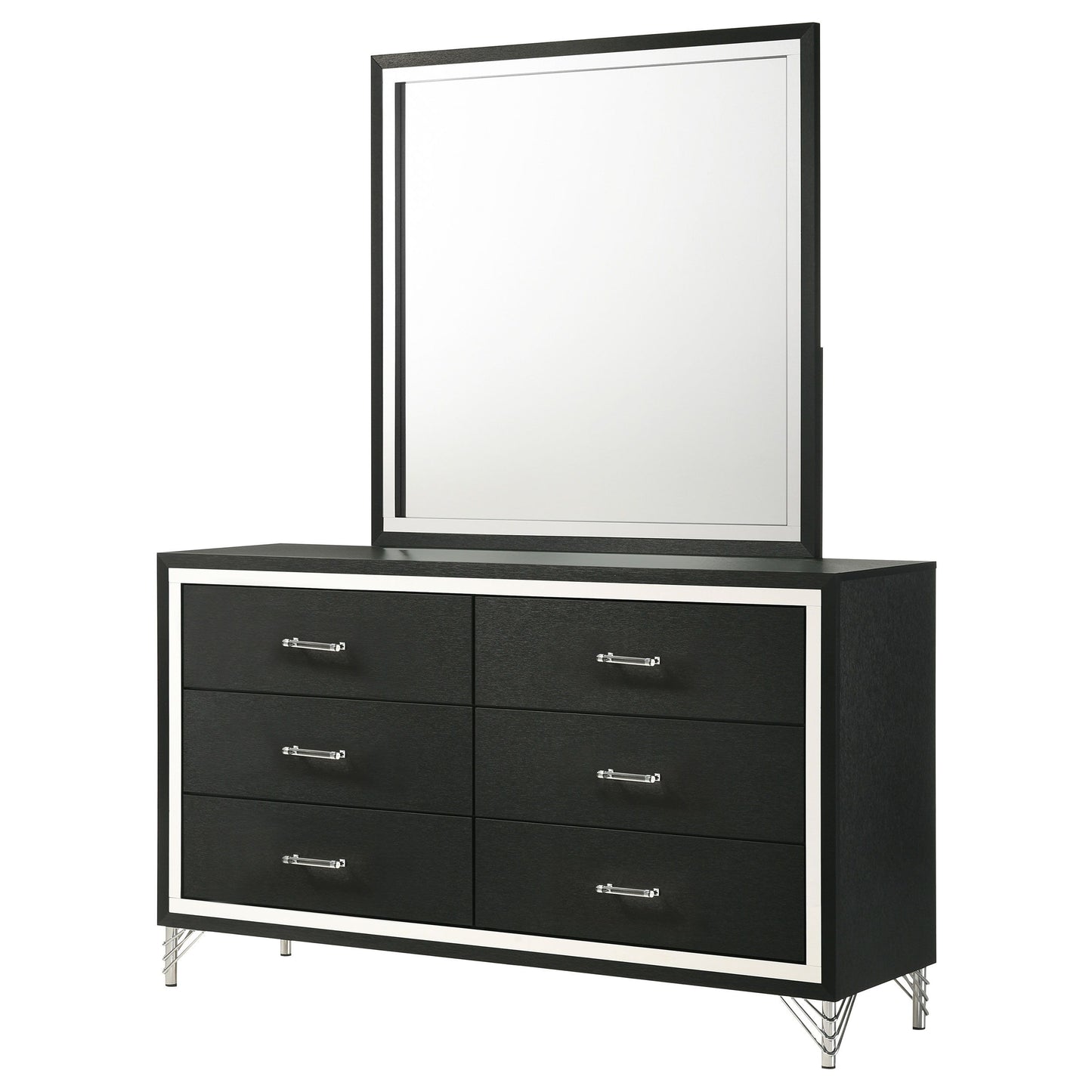 Lucia - 6-Drawer Dresser And Mirror - Black