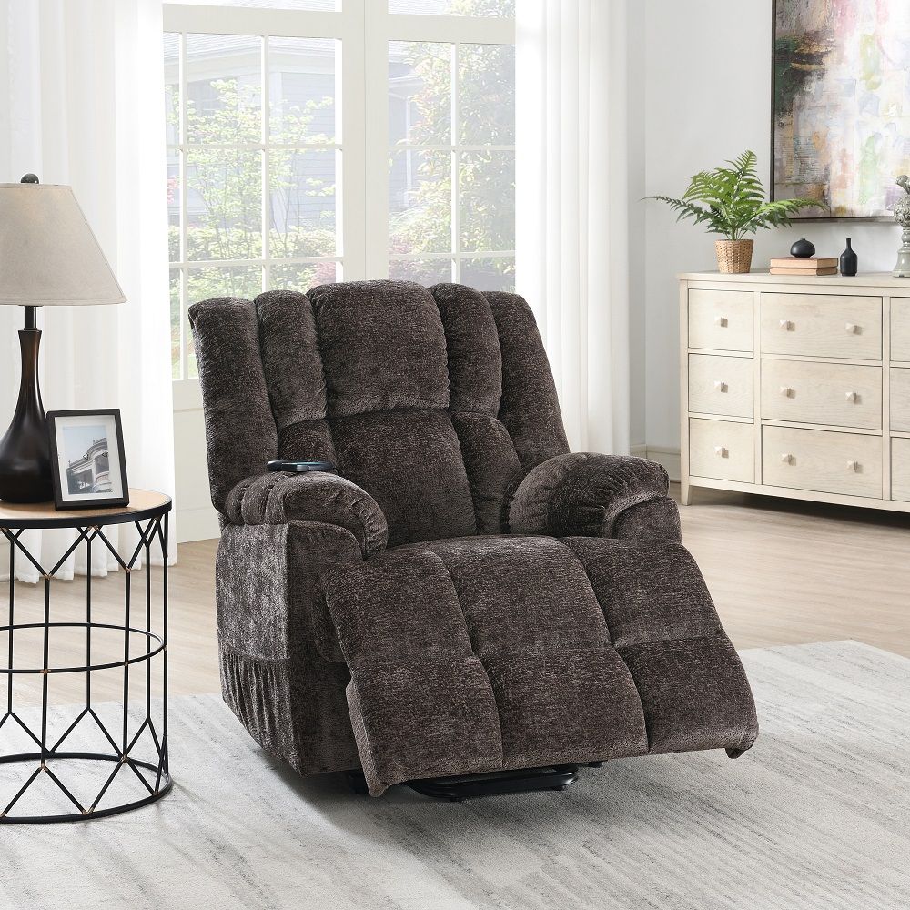 Pacay - Power Recliner With Lift & Heating & Massage - Brown