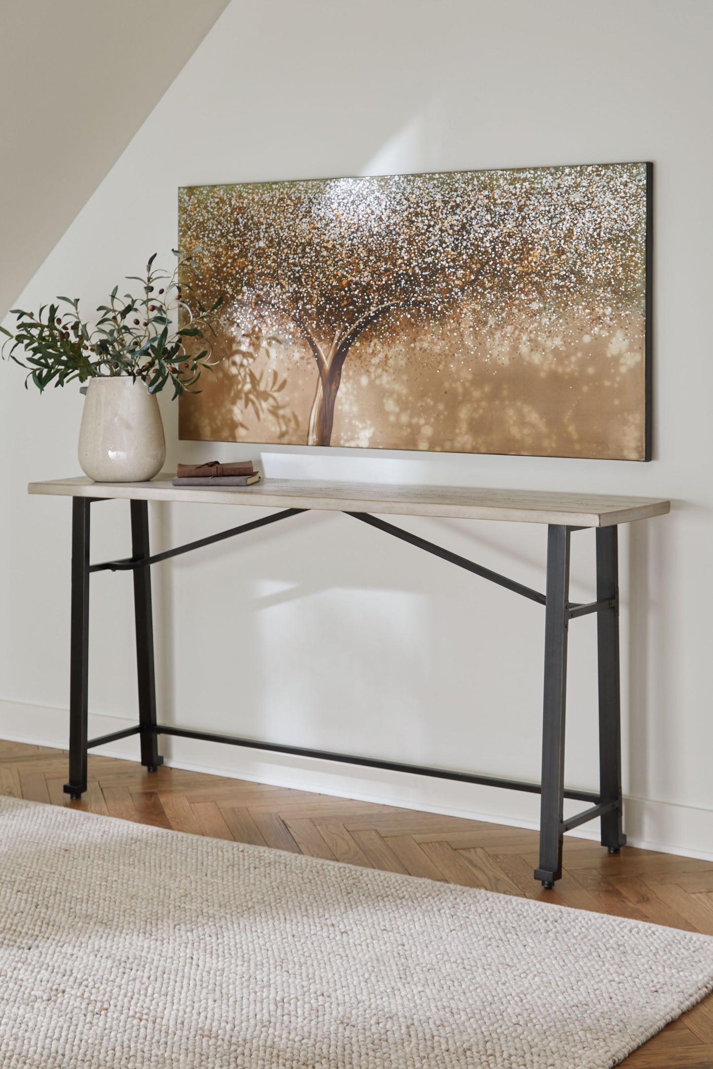 Karisslyn - Whitewash / Black - Long Counter Table