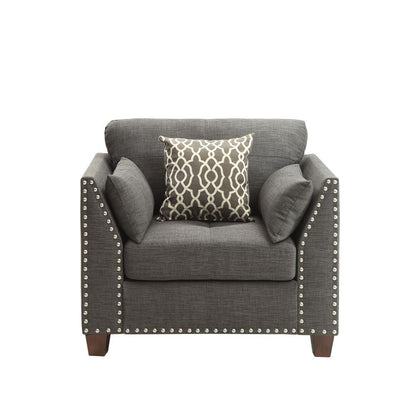 Laurissa - Chair With 3 Pillows - Light Charcoal Linen