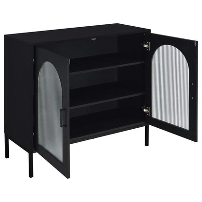 Jess - 2-Door Arched Fluted Glass Accent Cabinet - Black