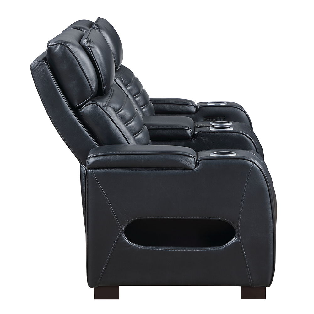 Ephron - Power Motion Loveseat With  Console, Power Headrests, LED & Speakers - Black