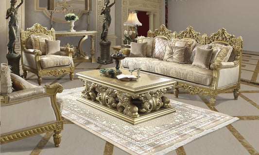 HD-2659 - 3 Piece Sofa Set - Metallic Gold
