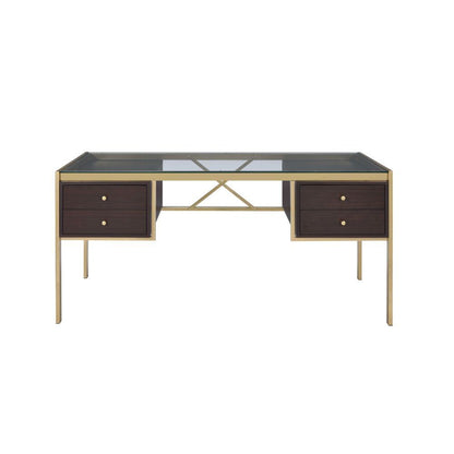 Yumia - Writing Desk - Gold & Walnut