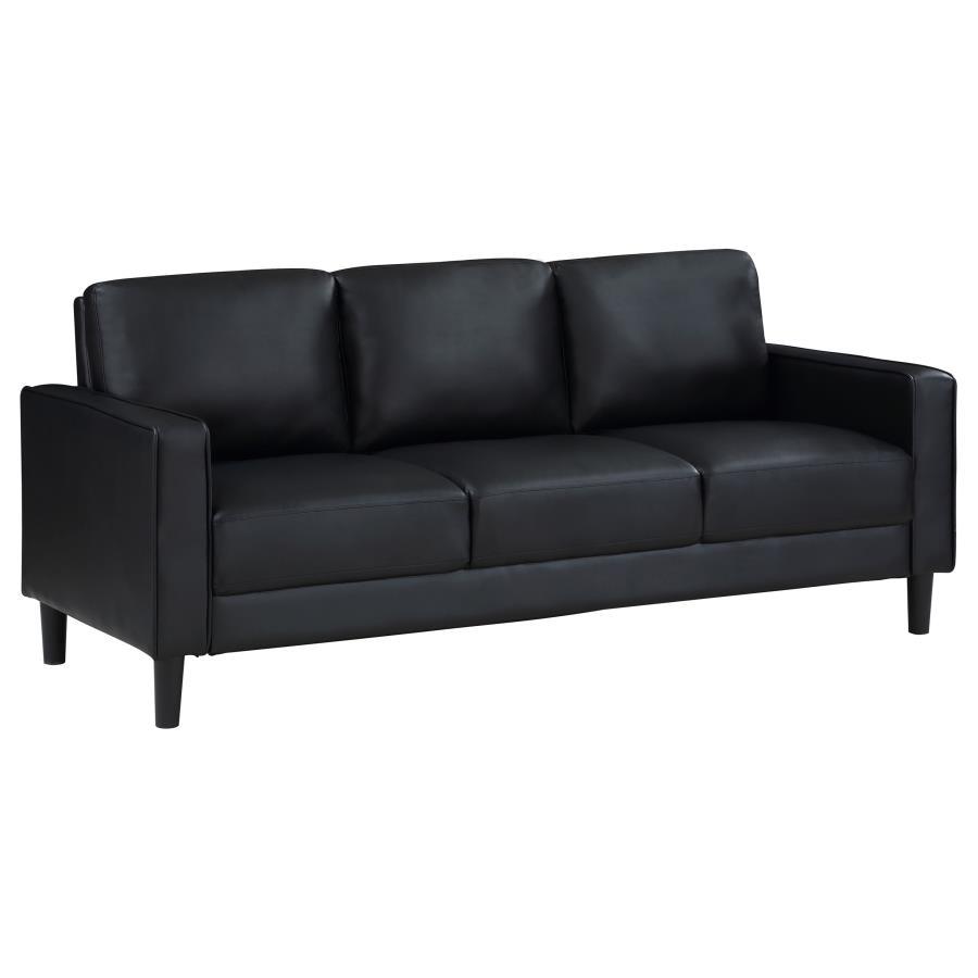 Ruth - Upholstered Track Arm Faux Leather Sofa Set