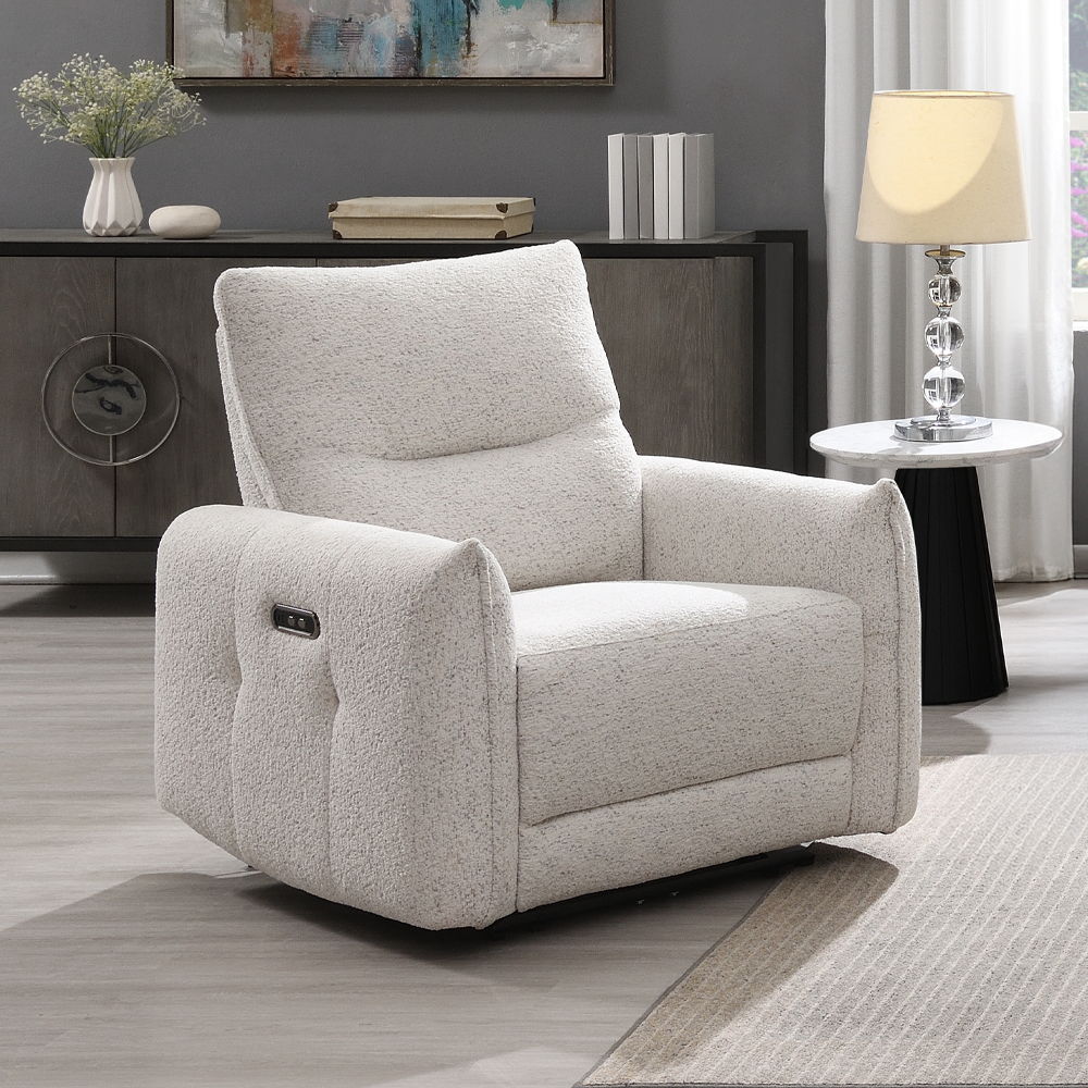 Lalisa - Power Motion Recliner With USB Port - Cream Chenille