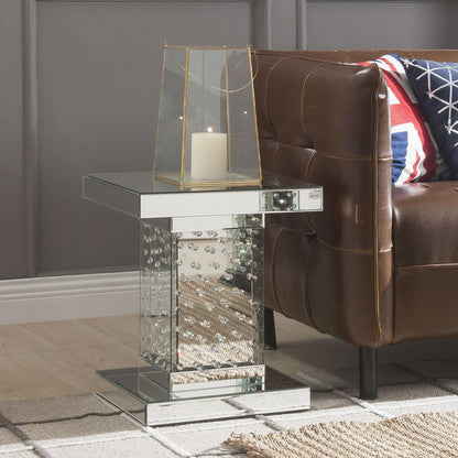 Nysa - 20" End Table - Mirrored & Faux Crystals