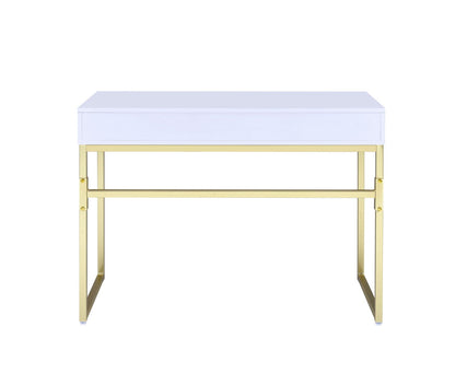 Coleen - Vanity Desk - White & Brass Finish