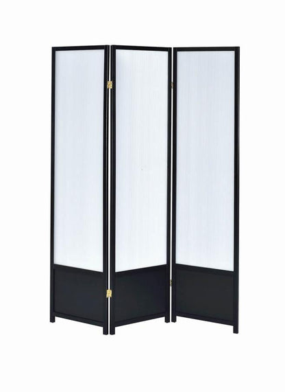 Calix - 3-Panel Folding Floor Screen - Translucent And Black