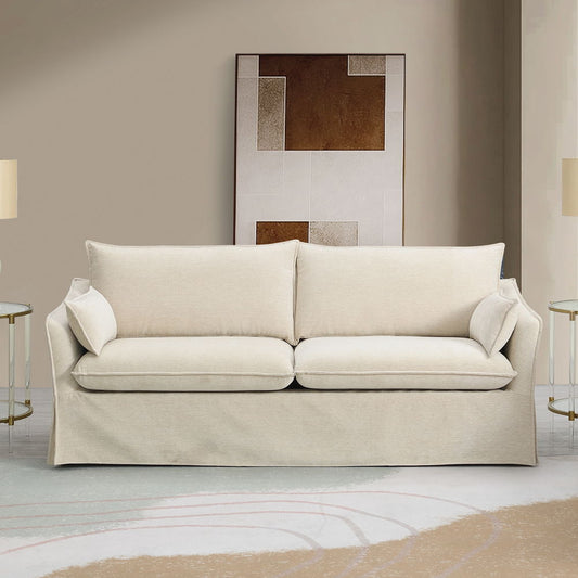Shane - Sofa With 2 Pillows - Beige Linen