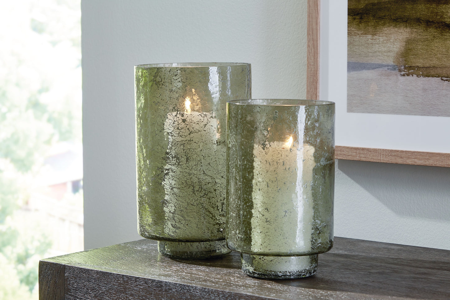 Clarkton - Green - Candle Holder Set (Set of 2)