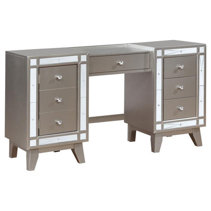 Leighton - Vanity Desk And Stool - Metallic Mercury