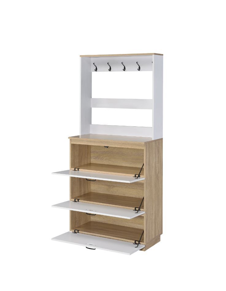 Hewett - Shoe Cabinet - Light Oak & White Finish