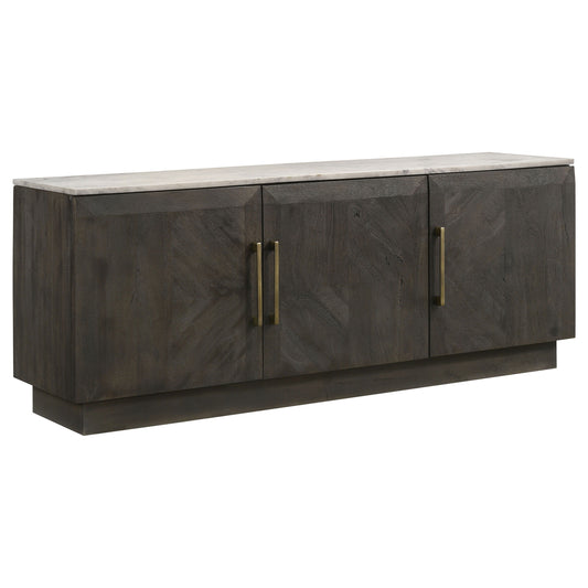 Dennis - 3 Door Marble Top Sideboard Buffet - Tobacco Gray