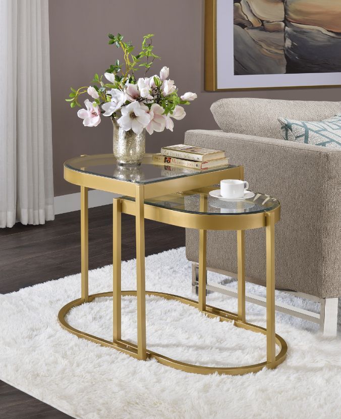 Timbul - Coffee Table (2 Piece) - Clear Glass & Gold Finish