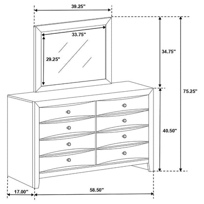 Briana - 8-Drawer Dresser With Mirror - Black